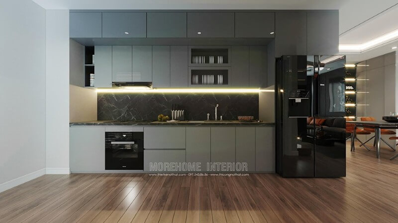 Mẫu tủ bếp cho nhà chung cư nhỏ tuyệt đẹp, giá rẻ Tủ bếp gỗ công nghiệp và tủ bếp acrylic