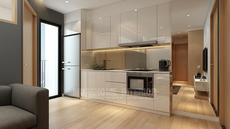 Mẫu tủ bếp gỗ An Cường phong cách hiện đại sang trọng không lo bị lỗi mốt Tủ bếp gỗ công nghiệp và tủ bếp acrylic