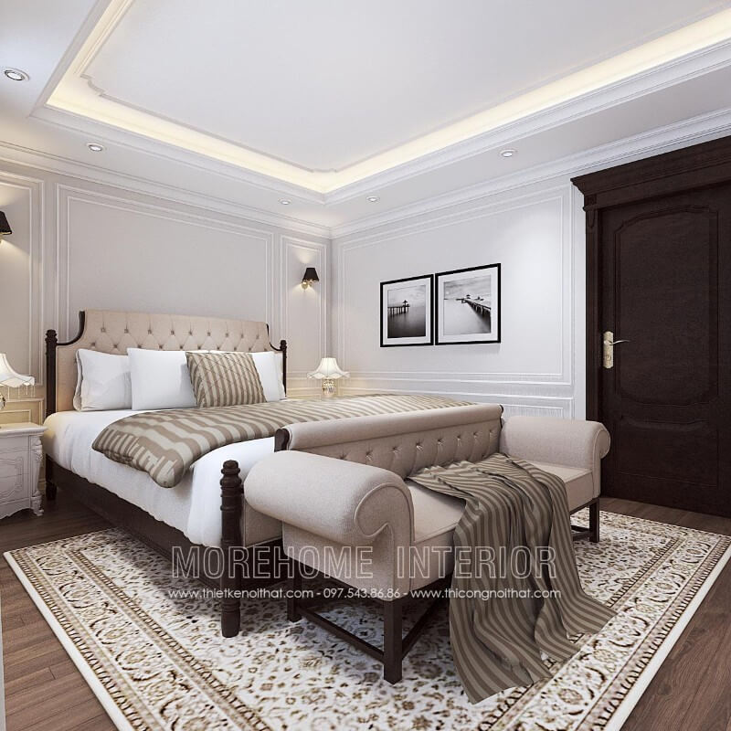 Giường ngủ biệt thự tân cổ điển Giường ngủ biệt thự tân cổ điển